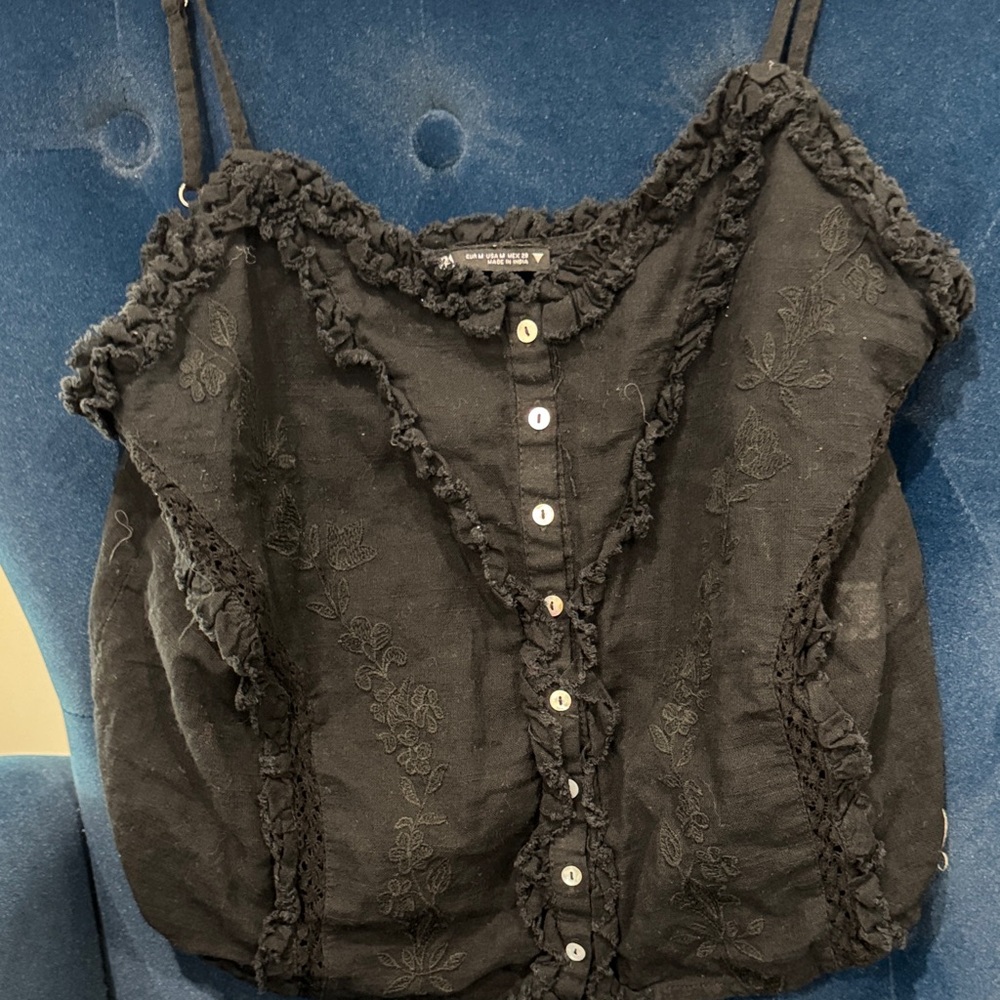 Zara Black Embroidered Camisole